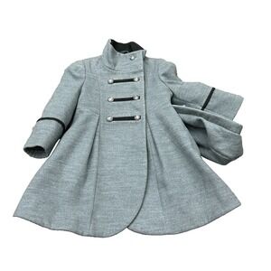 Rothschild Dress Coat &‎ Hat Girls 2T Gray Military Style Double Breasted Winter